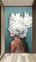 تصویر 2 از گالری عکس سر گل سفید دختر پوستر دیواری سه بعدی