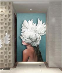تصویر 3 از گالری عکس سر گل سفید دختر پوستر دیواری سه بعدی