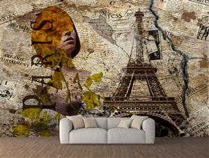 تصویر 2 از گالری عکس دختر فرانسوی طراحی دیجیتال آرت دختر زیبا در کنار برج ایفل نمای وینتیج اثر سامان رئوفی