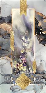 تصویر 1 از گالری عکس پرده مرمر با گل های زیبا و پاپرهای طلایی