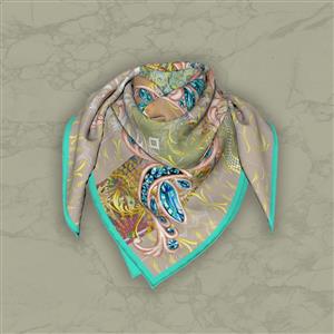 تصویر 5 از گالری عکس روسری با حاشیه فیروزه ای و الماس های لوکس