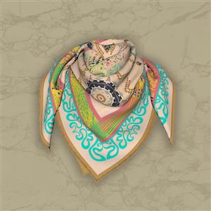 تصویر 5 از گالری عکس روسری رنگارنگ با حاشیه سبز روشن