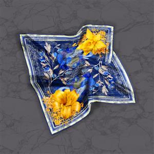 تصویر 2 از گالری عکس روسری آبی کاربنی با گل های زرد بزرگ