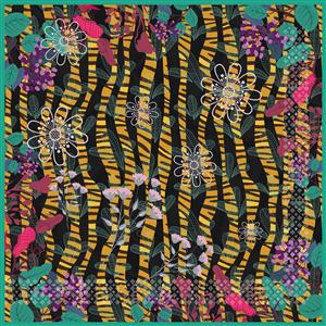 تصویر 1 از گالری عکس روسری فلت رنگارنگ به رنگ زرد بنفش و فیروزه ای