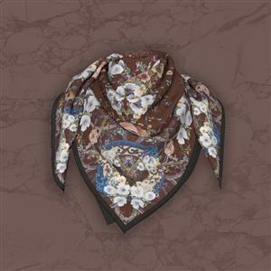 تصویر 5 از گالری عکس طرح روسری با گل های ریز در زمینه قهوه ای