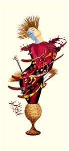 تصویر 1 از گالری عکس شال فرشته با خط فارسی و جام شراب