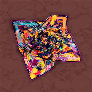 تصویر 2 از گالری عکس روسری رنگی مواج انتزاعی با طرح مدرن گل
