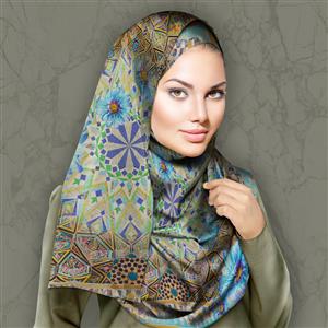 تصویر 3 از گالری عکس طرح روسری ایران باستان با گل های آبی