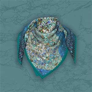 تصویر 5 از گالری عکس روسری ایرانی طرح کفپوش آبی
