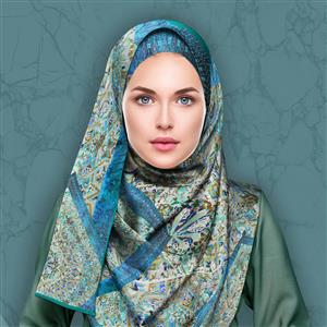 تصویر 4 از گالری عکس روسری ایرانی طرح کفپوش آبی