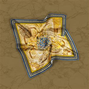تصویر 2 از گالری عکس روسری با حاشیه جواهر و تم طلایی ایرانی