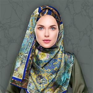 تصویر 4 از گالری عکس روسری طرح ایرانی آبی و زرد