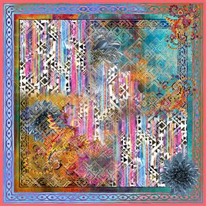 تصویر 1 از گالری عکس روسری انتزاعی رنگی با عناصر رنگارنگ