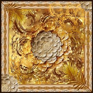 تصویر 1 از گالری عکس روسری با گل سنگی و برگ طلایی