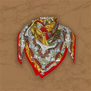 تصویر 5 از گالری عکس روسری قرمز با طرح باروک سلطنتی