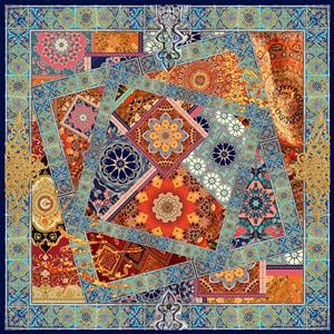 تصویر 1 از گالری عکس روسری با طرح سنتی کاشی و فرش ایرانی
