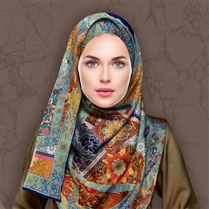 تصویر 4 از گالری عکس روسری با طرح سنتی کاشی و فرش ایرانی