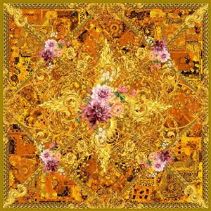 تصویر 1 از گالری عکس روسری با پس زمینه فرش طلایی و باروک سلطنتی