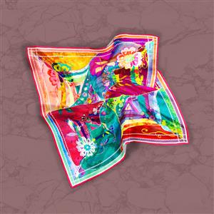 تصویر 2 از گالری عکس روسری رنگارنگ با نقاشی رنگ روغن و گل های انتزاعی