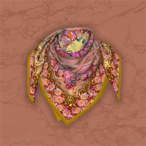 تصویر 5 از گالری عکس روسری گلدار کلاسیک با زمینه صورتی