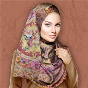تصویر 3 از گالری عکس روسری گلدار کلاسیک با زمینه صورتی