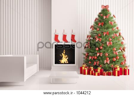 کریسمس درخت شاه درخت در اتاق مدرن با فضای داخل شومینه 3D رندر عکس ...کریسمس درخت شاه درخت در اتاق مدرن با فضای داخل شومینه 3D رندر