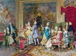 طرح شلوغ و پرنشاط از سالن رقص کاخ سلطنتی مناسب برای پوستر دیواری عریض و دیوارهای بزرگ تالار