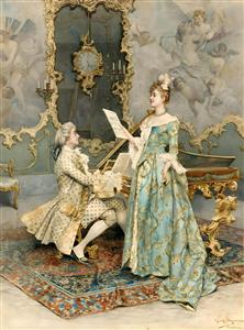 پوستر دیواری عمودی طرح بانوی نوازنده و پیانو در اتاق آبی سلطنتی مناسب برای آموزشگاه موسیقی و اتاق نشیمن