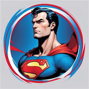 پوستر اورجینال سوپرمن با استایل نیم رخ راست و حاشیه رنگی متحرک برای چاپ