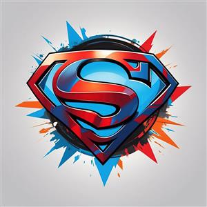 عکس با کیفیت لوگوی سوپرمن با افکت های رنگی و هنری مناسب چاپ برچسب و لیبل