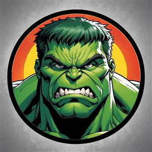 طرح لوگو مانند سر هالک با پس زمینه غروب خورشید و استایل تخت برای پروفایل