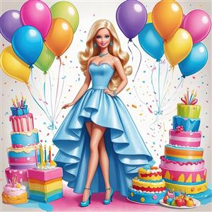 پرتره باکیفیت باربی با موهای روان و تم نورپردازی صورتی بنفش