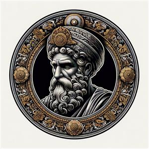 مجسمه نیم‌تنه پادشاه کهن ایرانی با ریش برای تابلو دکوراتیو کلاسیک