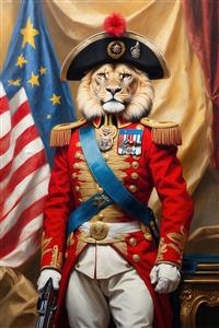 طرح شیر با یونیفرم قرمز تشریفاتی سلطنتی برای تابلو پذیرایی