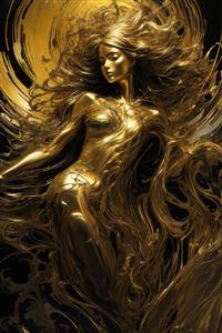 تصویر زن طلایی در حال رقص برای چاپ روی بوم