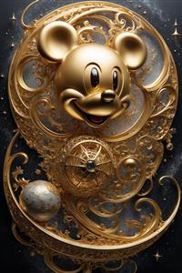 تصویر انتزاعی سر میکی موس طلایی برای دکوراسیون