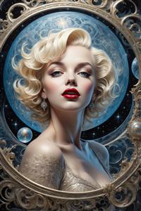 تصویر مرلین مونرو در قاب اسلیمی برای چاپ دکوراتیو