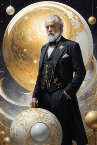 عکس پیرمرد جادوگر مدرن با لباس رسمی برای چاپ تابلو