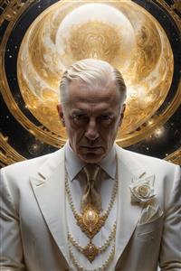 عکس کریستوف والتز با کت‌وشلوار سفید و گردنبند مروارید