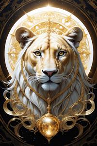 تصویر پرتره ماده شیر با هاله نور برای چاپ دکوراتیو