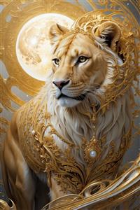 طرح شیر فانتزی با تزئینات جواهرنشان برای تابلو اتاق خواب