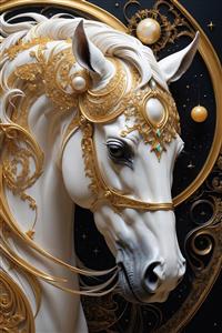 تصویر سر اسب اشرافی با مروارید برای چاپ دکوراتیو