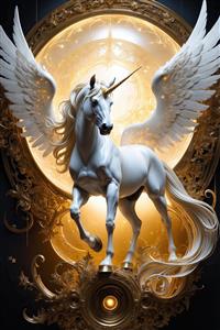 تصویر اسب تک‌شاخ سفید مینیاتوری برای تابلو اتاق خواب