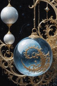 عکس گوی‌های معلق شیشه‌ای و طلایی برای چاپ روتختی