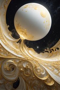 تصویر انتزاعی سیاره مرواریدی در فضا برای پوستر دیواری فانتزی