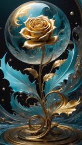 عکس باکیفیت گل رز فانتزی فیروزه‌ای برای تابلو دیواری