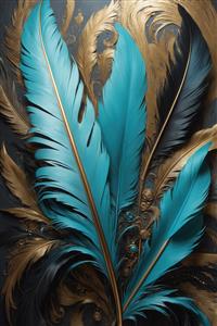 طرح انتزاعی پرهای لوکس و مرواریدهای فیروزه‌ای