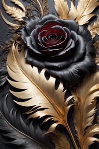 عکس گل رز مشکی مخملی با پرهای طلایی برای پوستر