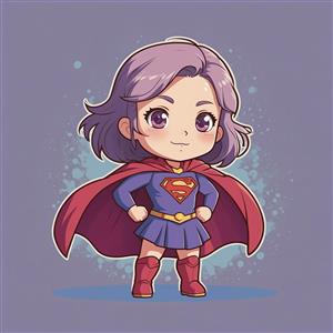 تصویر سوپرگرل فانتزی با موهای بنفش کوتاه و گرافیکی