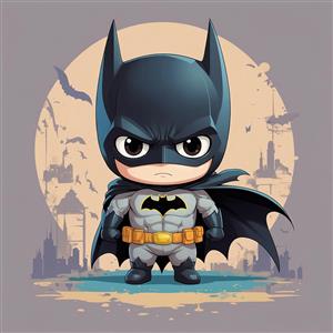 عکس بتمن فانتزی با ماه بزرگ و نمای شهر گاتهام